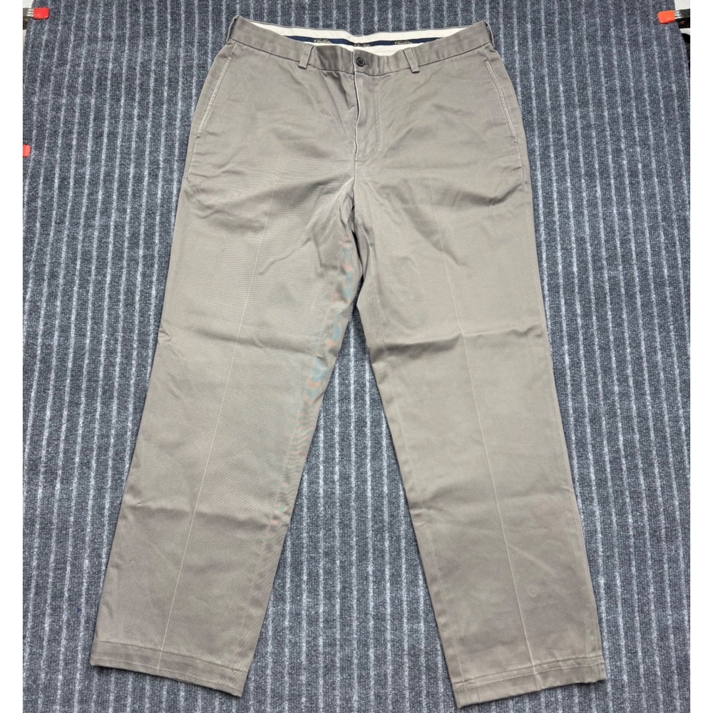 Brooks Brothers Mens Clark Advantage Chino Pants 37x32 Khaki Cotton Flat Front